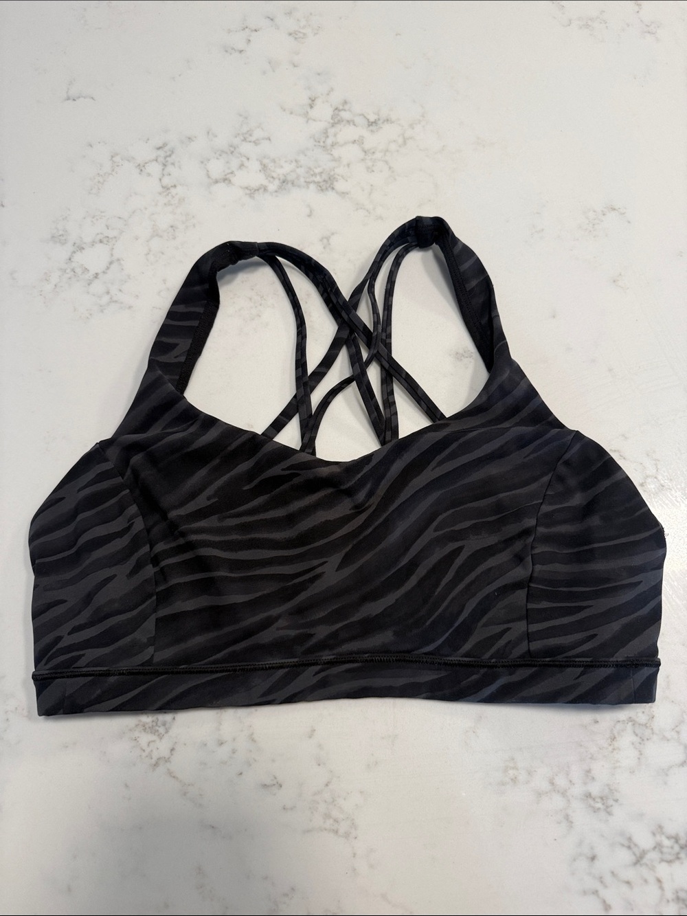 Lululemon Black Zebra-Print Strappy Sports Bra